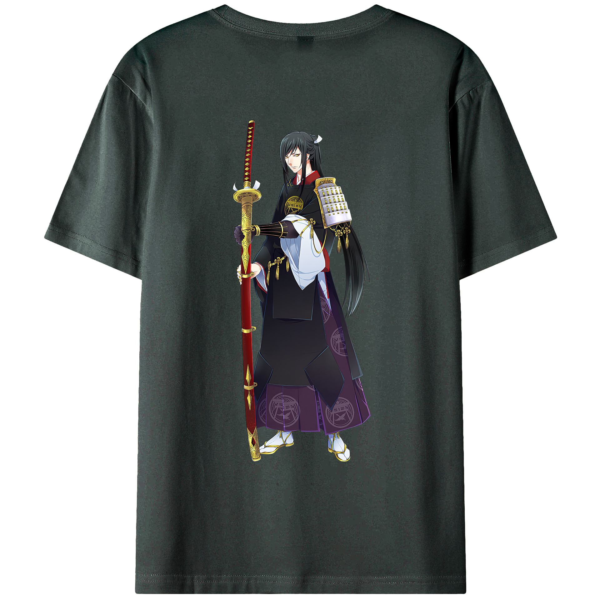 （画像用） 刀剣乱舞 Touken Ranbu 綿100％ メンズ半袖Tシャツ（バックプリント） 通気性